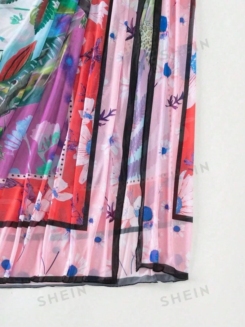 Multicolor Women's Tropical Print Knot Side Cover Up Skirt